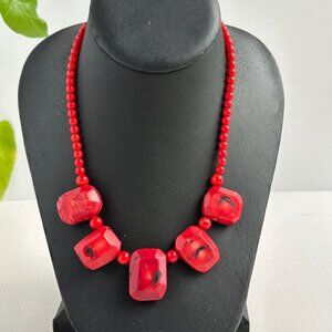 Bamboo Coral Necklace Red Beads